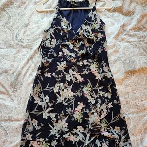 Lulu's Blue and Cream Halter Sundress